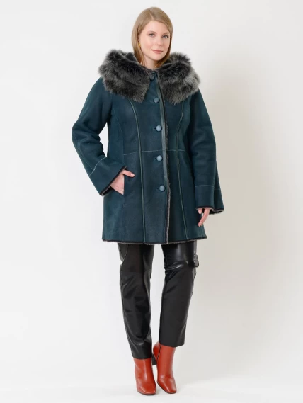 Зимний комплект женский: Дубленка 270 + Брюки 03, синий/черный, р. 46, арт. 111240-1