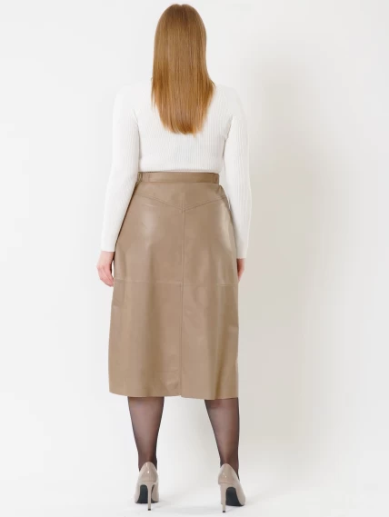 Длинная кожаная юбка 08, серо-коричневая, размер 50, артикул 85310-5