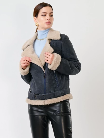 Зимний комплект женский: Дубленка 201 + Брюки 03, синий/черный, р. 44, арт. 111310-2