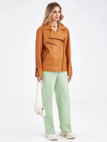 Женская кожаная куртка косуха премиум класса 3047, табачная, размер 48, артикул 23310-4