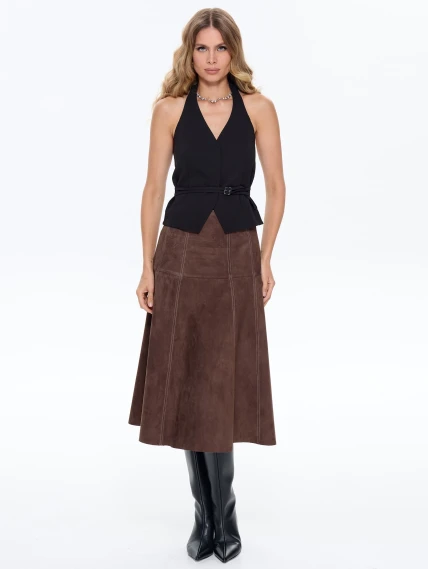 Замшевая юбка 17з, cветло-коричневая, размер 42, артикул 86060-7