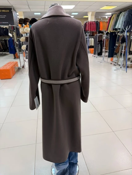 Пальто кашемировое женское темно-коричневое 1055-125, размер 46, артикул 92490-1