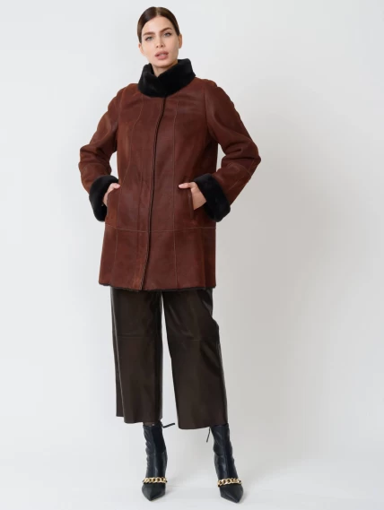 Зимний комплект женский: Дубленка 267 + Брюки 05, виски/черный, р. 44, арт. 111290-0