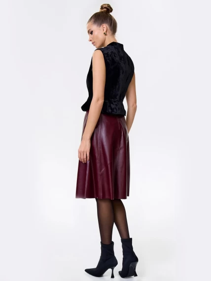 Кожаная расклешенная юбка из натуральной кожи 01рс, бордовая, размер 44, артикул 85180-7