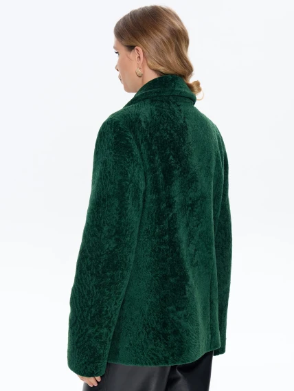 Зеленая дубленка из астрагана 58мех, размер 46, артикул 64760-5