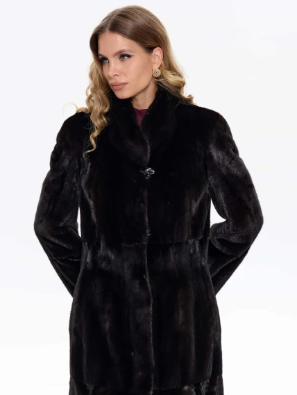 Шуба из меха норки MAKIS ROUSSOULIS METALICA, черная, размер 44, артикул 34500-4