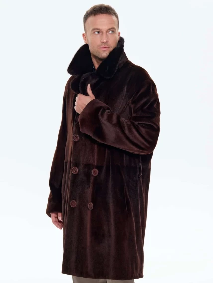 Мужская двубортная норковая шуба CADANO F086389A, коричневая, размер 56, артикул 34540-6