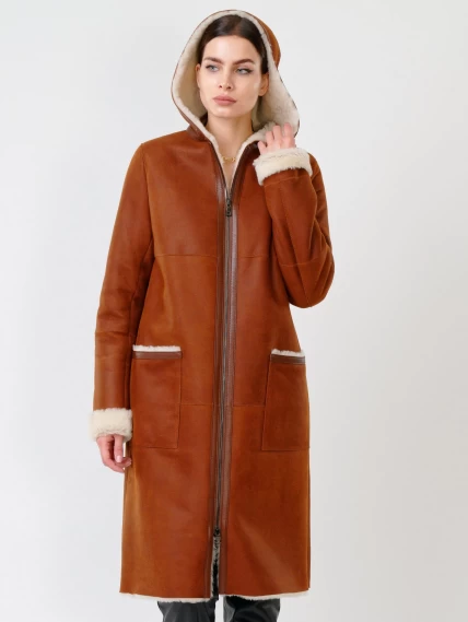 Демисезонный комплект женский: Дубленка 203 + Брюки 03, табачный/черный, р. 44, арт. 111189-2