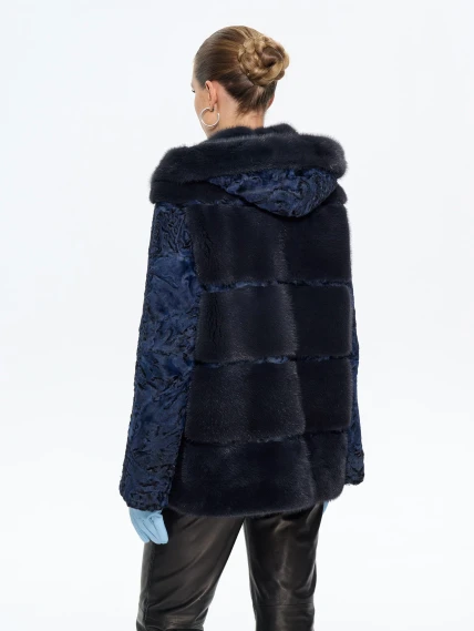 Женская шуба из меха норки София, синяя, размер 50, артикул 65580-5