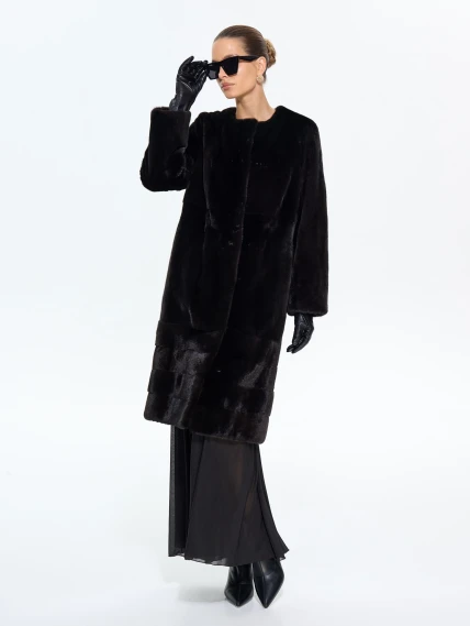 Норковая женская шуба BRASCHI NJ 13/C13, черная, размер 44, артикул 34380-7