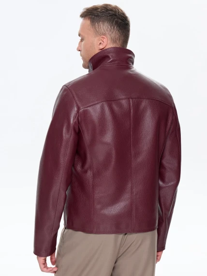 Бордовая мужская кожаная куртка 2010-9, размер 48, артикул 29780-5