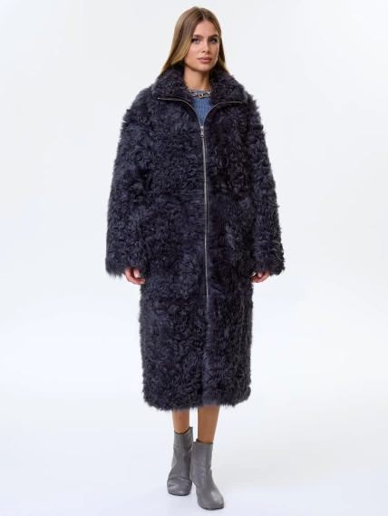 Длинное женское пальто из натуральной овчины тиградо премиум класса 2025, темно-серое, размер 44, артикул 64430-2