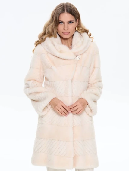 Бежевая женская норковая шуба BRASCHI EGM 012, размер 42, артикул 34400-4