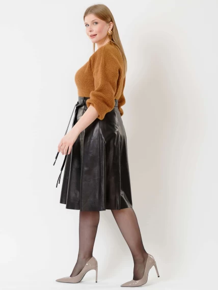 Кожаная расклешенная юбка из натуральной кожи 01рс, черная, размер 44, артикул 85461-3