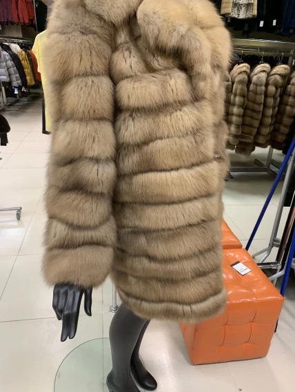 Поперечная шуба из куницы для женщин 2а, светло-коричневая, размер 44, артикул 33350-2