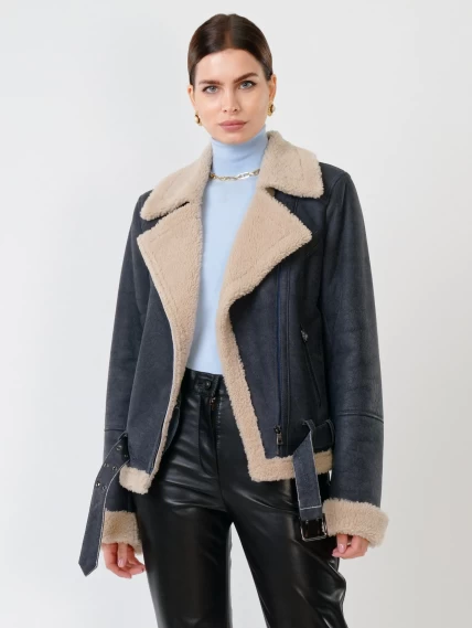 Зимний комплект женский: Дубленка 201 + Брюки 03, синий/черный, р. 44, арт. 111310-1