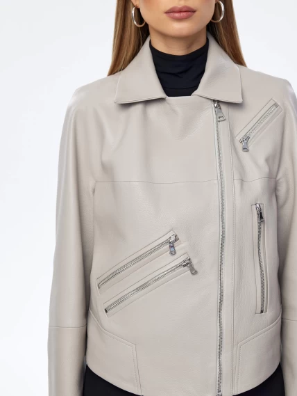 Женская кожаная куртка косуха премиум класса 3050, серая, размер 48, артикул 23910-3