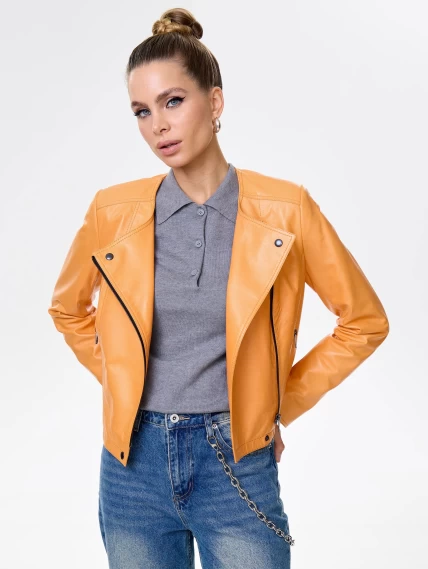 Оранжевая кожаная косуха для женщин 389, размер 46, артикул 90441-3