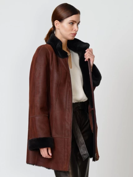 Зимний комплект женский: Дубленка 267 + Брюки 05, виски/черный, р. 44, арт. 111290-4