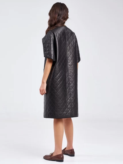 Кожаный женский стеганый жилет премиум класса 07, черный, размер 44, артикул 91970-6