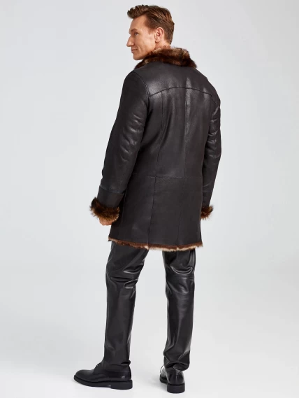 Классическая мужская дубленка из тосканы премиум класса Леон(т), черный триколор, размер 60, артикул 70711-5