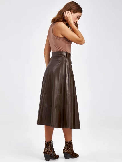 Женские кожаная юбка из экокожи 4820748, коричневая, размер 44, артикул 85790-2