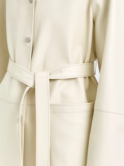 Женская белая кожаная куртка премиум класса 3105, размер 46, артикул 92150-3