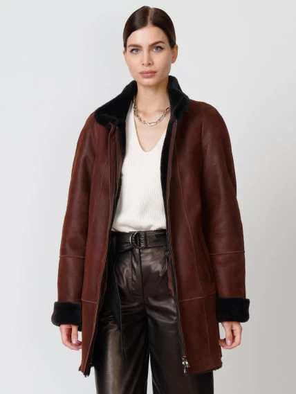 Зимний комплект женский: Дубленка 267 + Брюки 05, виски/черный, р. 44, арт. 111290-1