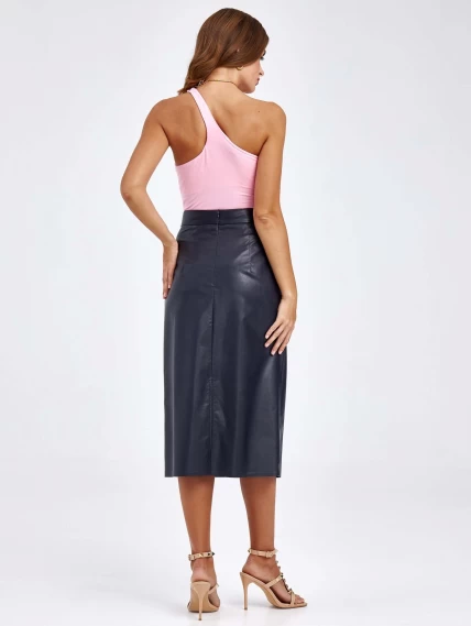 Женские кожаная юбка из экокожи 4540007, синяя, размер 48, артикул 85750-5