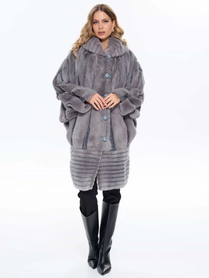 Норковая женская шуба BRASCHI ELM 042, серая, размер 46, артикул 34440-1