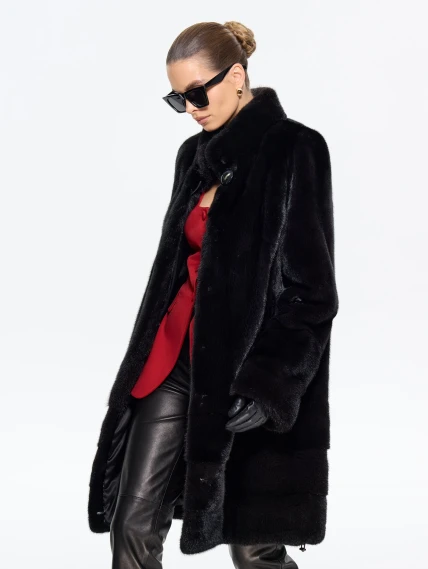 Коричневая женская норковая шуба Модница-010, размер 56, артикул 65420-3