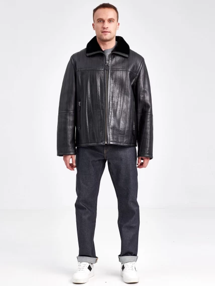 Дубленка мужская 97105, короткая, черная, размер 58, артикул 71220-2