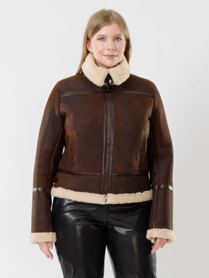 Демисезонный комплект женский: Дубленка 205 + Брюки 03, коричневый/черный, р. 44, арт. 111255-5