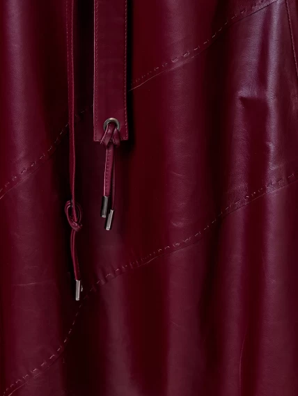 Кожаная расклешенная юбка из натуральной кожи 01рс, бордовая, размер 44, артикул 85180-2