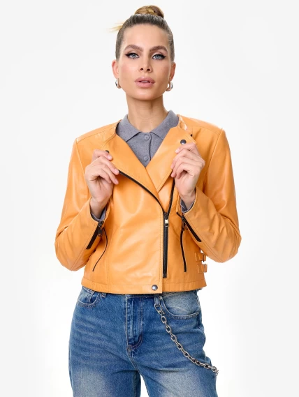 Оранжевая кожаная косуха для женщин 389, размер 46, артикул 90441-4