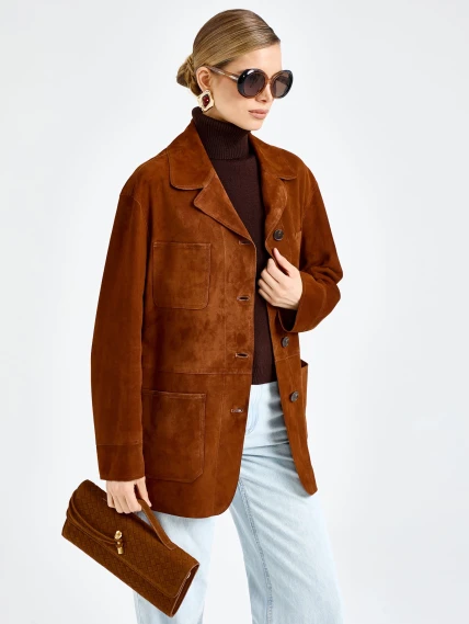 Женская замшевая куртка 3092з, виски, размер 46, артикул 92330-2