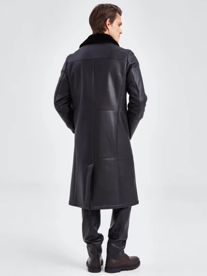 Двубортное мужское пальто из натуральной овчины премиум класса 432, черная, размер 54, артикул 71380-6