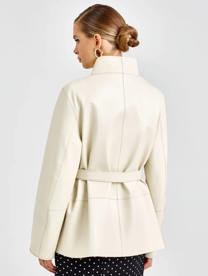 Женская белая кожаная куртка премиум класса 3105, размер 46, артикул 92150-5