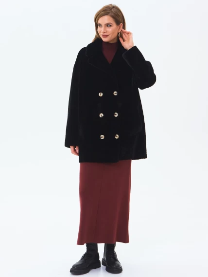 Женская дубленка из астрагана 2064, черная, размер 48, артикул 64640-1