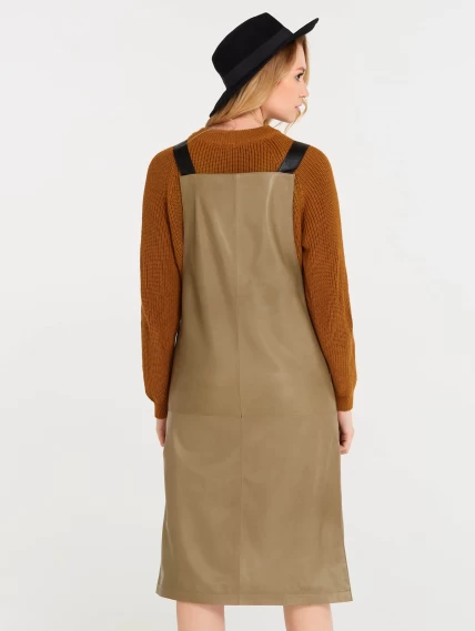 Кожаный сарафан 01, серо-коричневый, размер 44, артикул 85160-1