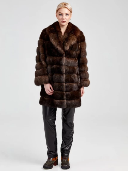 Женская шуба из меха соболя 2а(ав), коричневая, размер 44, артикул 19200-2