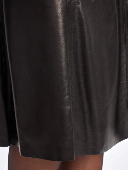 Черная расклешенная кожаная юбка 04, размер 52, артикул 85971-2