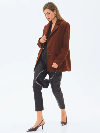 Женский замшевый пиджак премиум класса 3096з, табачный, размер 48, артикул 24370-1