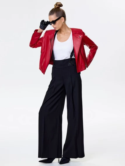 Красная кожаная женская косуха 389, размер 46, артикул 90431-6