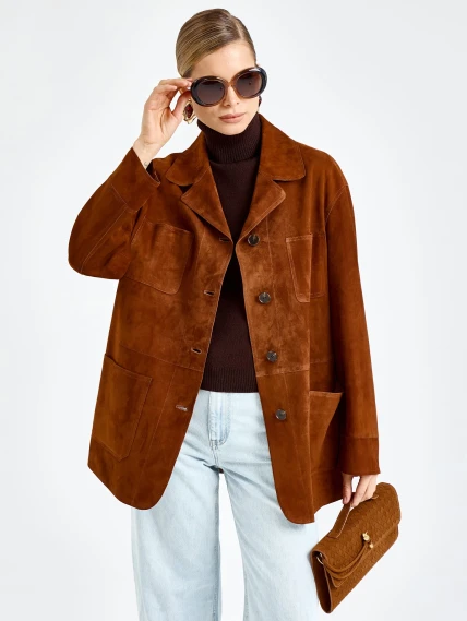 Женская замшевая куртка 3092з, виски, размер 46, артикул 92330-7