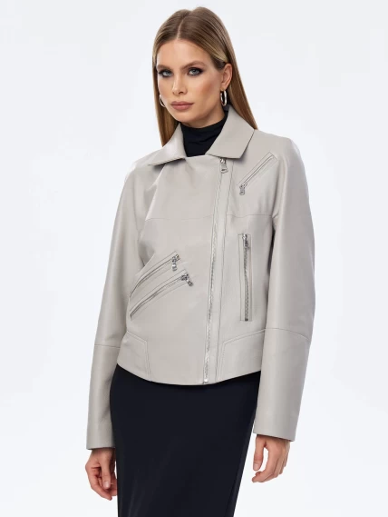 Женская кожаная куртка косуха премиум класса 3050, серая, размер 48, артикул 23910-4