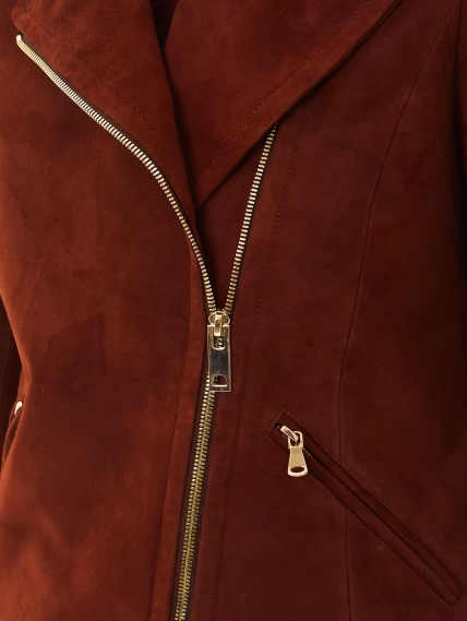 Короткая женская замшевая куртка косуха премиум класса 3095з, табачная, размер 46, артикул 24450-2