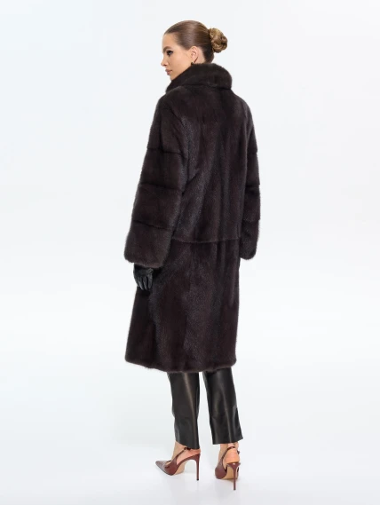 Длинная женcкая шуба  из меха норки Москвичка -1756, графитовая, размер 48, артикул 65450-5