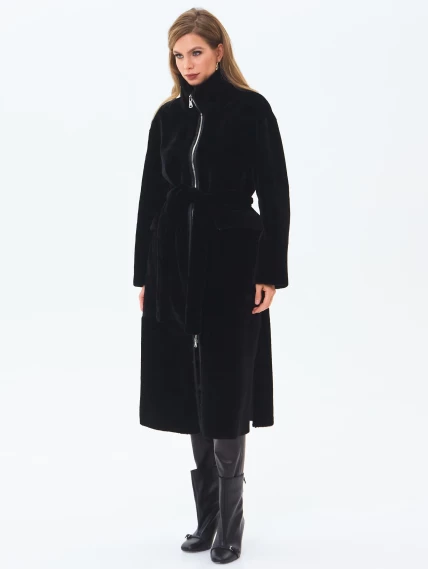 Длинная женская шуба из астрагана 2062, черная, размер 46, артикул 64690-4