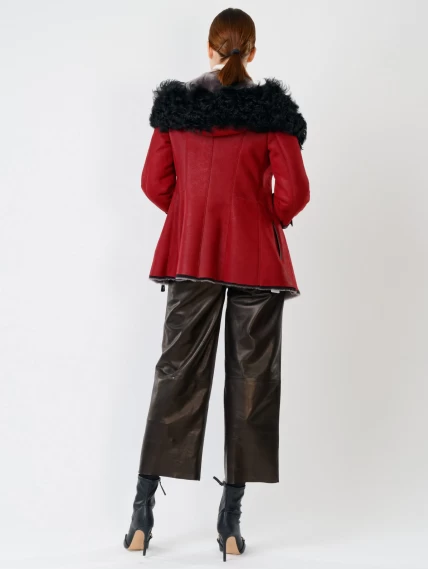 Демисезонный комплект женский: Дубленка 288 + Брюки 05, красная/черный, р. 42, арт. 111323-2